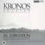 Kronos Quartet album cover titled "In Formation," featuring a black and white image of a mountain range against a cloudy sky. The album title and band name are printed in white against a dark background.